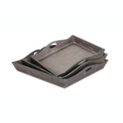 Cheungs Decorative Set of 3 Square Wooden Tray