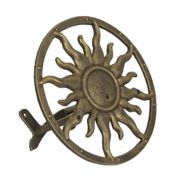 Zeckos Bronze Finish Cast Iron Sun Wall Mounted Hanging Garden Hose Hanger Holder Celestial Outdoor Decor