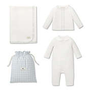 Hope & Henry Baby Quilted Gift Set (Ivory Peter Pan Collar 3-Piece Set, 0-3 Months)