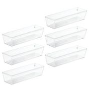 mDesign Plastic Kitchen Cabinet Drawer Organizer Tray, 6 Pack - Clear