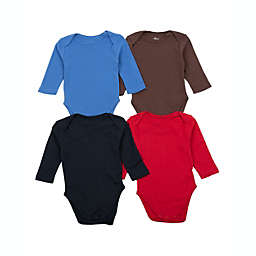 Leveret Baby Four Pack Long Sleeve Solid Boys Bodysuit