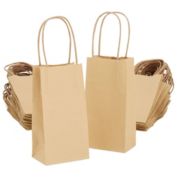 Blue Panda 50 Pack Small Brown Kraft Paper Gift Bags with Handles (6.25x3.5x2.4)