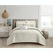 Chic Home Reign Comforter Set Clip Jacquard Geometric Pattern Design Bedding - Decorative Pillows Shams Included - 5 Piece - King 104x90", Beige