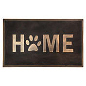 Northlight Gold Finish "Home" with Paw Print Rubber Doormat 18" x 30"