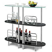 Costway 3-tier Bar Cabinets Table with Tempered GlassTop