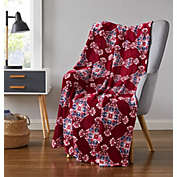 Oliva Gray Maddie Printed Flannel Throw - 50x60" Red