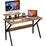 Greenforest Home Office Desk W/ Monitor Shelf, Computer/Gaming Desk, Walnut, 47"