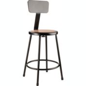 National Public Seating  24" Heavy Duty Steel Stool with Backrest - Black