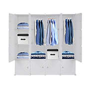 UBesGoo Modular Book Shelf Organizer Units,16-Cube DIY Plastic Clothes Cubby Closet Cabinets Shelves Organizers w/Door
