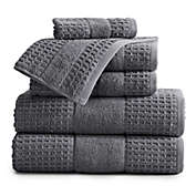 Market & Place Harper Cotton Waffle 6-Piece Bath Towel Set in Dark Grey