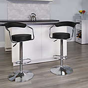 Flash Furniture Contemporary Black Vinyl Adjustable Height Barstool with Arms and Chrome Base