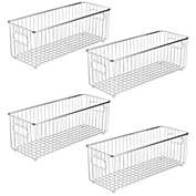 mDesign Metal Kitchen Pantry Food Storage Basket Bin, 16" Long, 4 Pack