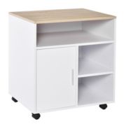 HOMCOM Printer Stand Multipurpose Moveable Filing Cabinet with Ample Inner Storage Space & 4 Easy-Rolling Wheels, White