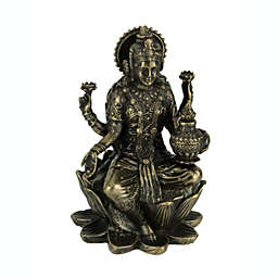 Veronese Design Bronze Finish Lakshmi Hindu Goddess On Lotus Figurine
