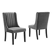 Modway Renew Parsons Performance Velvet Dining Side Chairs - Set of 2, Gray