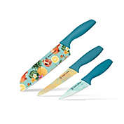 Dura Living 3 Piece Printed Kitchen Knife Set with Blade Guards, Tropical