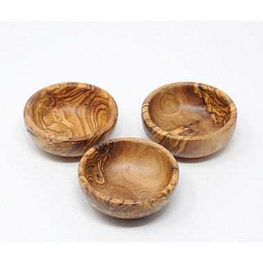 BeldiNest 3 Pack 3 inch Olive Wood Sauce Dishes Mini Individual 