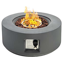 Costway 27.5 Inch Round Gas Fire Pit Table with Adjustable Flame-Gray