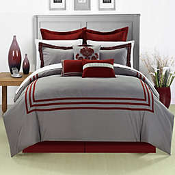 Chic Home Cosmo Red Embroidered Bed In A Bag Comforter With Sheet Set - 12-Piece - Queen 90