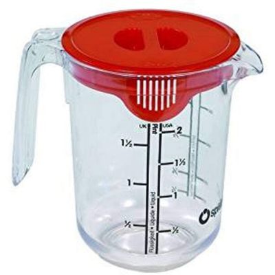 Plastic Pitcher Measuring with Lid for Cold Water Juice Jar Iced Tea Beer 84 OZ 