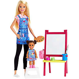 Barbie Art Teacher Playset with Blonde Doll, Toddler Doll, Toy Art Pieces