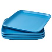 Bruntmor Square Dinner Plates Set Of 4. 10 Inch Square Ceramic Dinnerware/ Square Plate Sets For Christmas Dinner. Fiesta. Porcelain Dishes For Tabletop, Microwave, Oven Safe. Blue