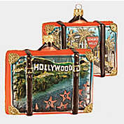 Hollywood California Travel Suitcase Glass Christmas Ornament ONE Decoration CA