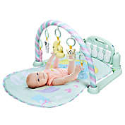 Gymax Baby Gym Play Mat 3 in 1 Fitness Music and Lights Fun Piano Activity Center Toys