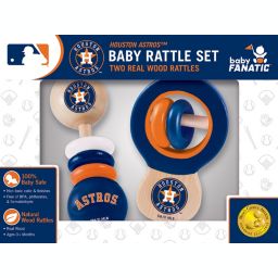 BabyFanatic Wood Rattle 2 Pack - MLB Houston Astros - Officially Licensed Baby Toy Set