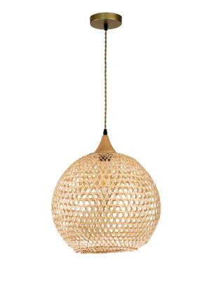 ELE Light & Decor Lily 1-Light Beige Pendant Design Pendant Light with Rattan Shade