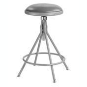 National Public Seating  24"-30" Height Adjustable Heavy Duty Vinyl Padded Swivel Steel Stool - Grey