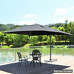 Costway 10x13ft Rectangular Cantilever Umbrella with 360° Rotation Function-Gray