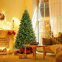 Gymax 7.5' Christmas Tree 1346 Tips Premium Hinged Artificial PVC Holiday Decor