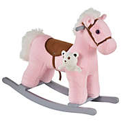Halifax North America Kids Plush Ride-On Rocking Horse Toy Children Chair with Soft Plush Toy & Fun Realistic Sounds - Pink
