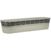 Classic Home and Garden Corinthian Resin Flower Pot Rectangle Planter, Concrete Grey, 18in