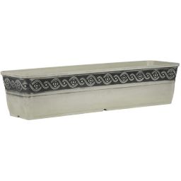 Classic Home and Garden Corinthian Resin Flower Pot Rectangle Planter, Concrete Grey, 18in