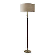 HomeRoots Lighting Mid-Century Modern Floor Lamp with Antique Brass and Walnut Wood Accents