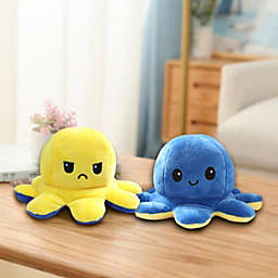 Link Moody Reversible Emotion Octopus Plushie Sad/Happy Express Your Emotions Moody Plush Toy Sensory Fidget Toy for Stress Relief -  Yellow/Blue