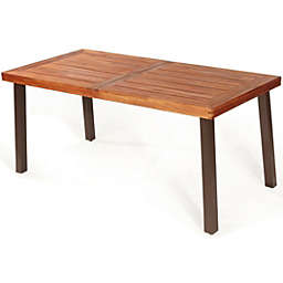 Costway-CA Rectangular Acacia Wood Rustic Dining Furniture Table