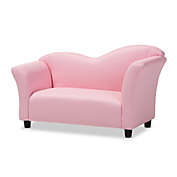 Baxton Studio  Felice Modern and Contemporary Pink Faux Leather Kids 2-Seater Loveseat