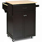 Costway Utility Rolling Storage Cabinet Kitchen Island Cart with Spice Rack-Brown