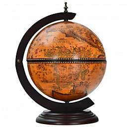 Costway 19 Inch 16th Century Nautical Map Tabletop Globe Wine Cabinet-Brown