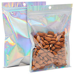 Stockroom Plus 100 Pack Holographic Bags 5.5 x 7.9 in, Smell Proof Resealable Pouch for Snack Candy Party Favors