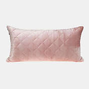 Nassau Collection 24" Pink Rectangular Cotton Transitional Quilted  Throw Pillow
