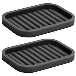 mDesign Silicone Kitchen Sink Storage Tray for Sponge, Scrubber, 2 Pack