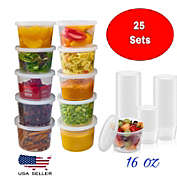 Kitcheniva Plastic Food Microwavable Storage 25 Containers with 25 Lids 16 Oz