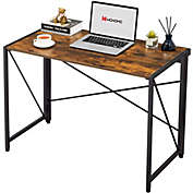 WOHOMO Modern Small Computer Folding Desk For Home Office, Caramel, 39"