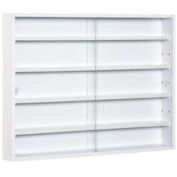 HOMCOM 5-storey Wall Shelf Display Cabinet, Shotglass Display Case w/2 Glass Doors and 4 Adjustable Shelves, White