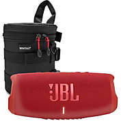 JBL Charge 5 Portable Waterproof Bluetooth Speaker (Red) + Case