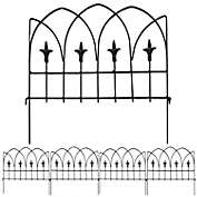 Sunnydaze Outdoor Lawn and Garden Metal Bayonne Style Decorative Border Fence Panel Set - 8&#39; - Black - 5pk